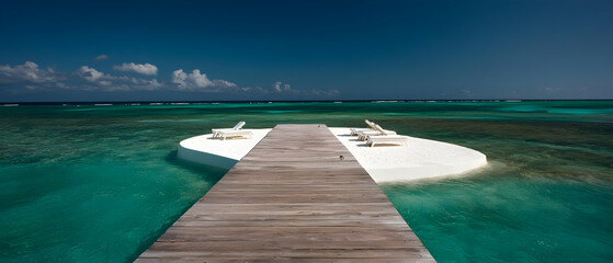 Fototapeta premium Tranquil Overwater Deck Paradise