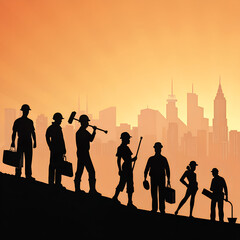 Fototapeta premium silhouettes of people in the city