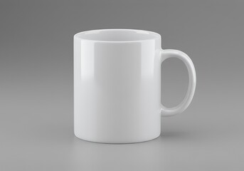White Ceramic Mug on Neutral Gray Background Isolated