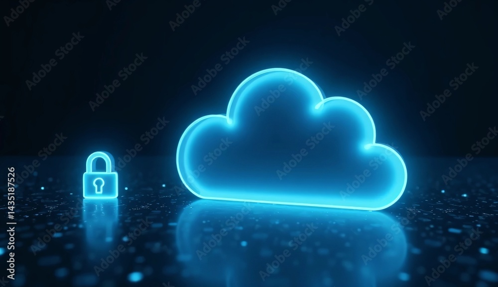 Poster cloud computing with data privacy protection concept. cloud security