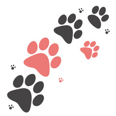 Flat design paw prints background
