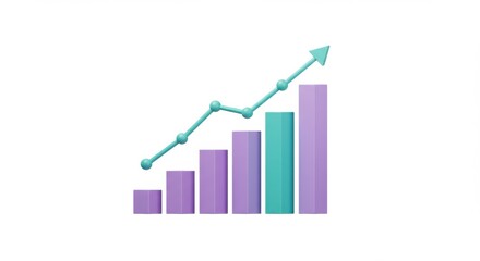 Growth chart with upward trend isolated on white background