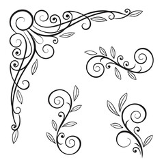 Decorative corner frames with leaves and vines