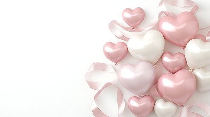 Fototapeta premium Pink White Heart Balloons. (1)