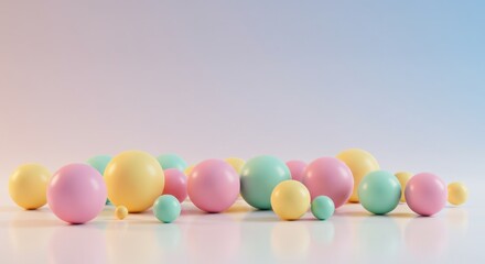 Pastel colored spheres and balls background