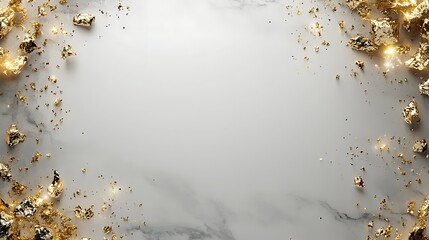 Gold flakes marble frame border.