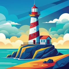 Lighthouse on rock stones