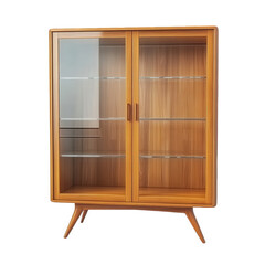 Obraz premium mid-century modern display cabinet with a wooden frame and glass doors. showcasing a clean design and ample storage space for displaying items like dishes. collectibles. or decor the cabinet's elegant