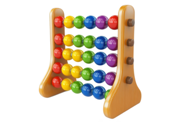 Colorful abacus with beads isolated on transparent background