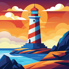 Lighthouse on rock stones