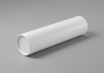 White Cardboard Tube Lying on Gray Surface Mockup
