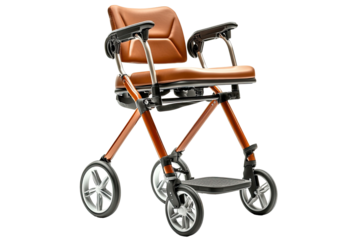 Stylish Lightweight Walker with Comfortable Seat for Seniors in Need of Mobility Assistance on transparent background