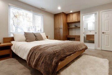 Fototapeta premium Cozy Master Bedroom with Warm Wooden Accents