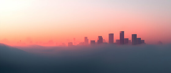 Fototapeta premium Misty Sunrise City Skyline