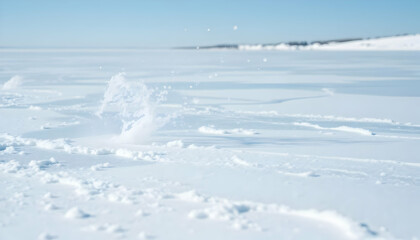Snowy Winter Landscape With Splash Of Ice