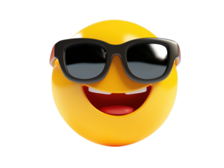 Cool emoji with sunglasses isolated on transparent background