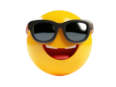 Cool emoji with sunglasses isolated on transparent background