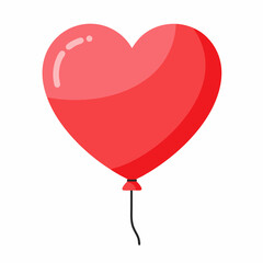 Red heart-shaped balloon in vector style on a white background  
