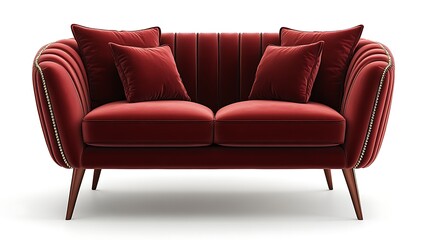 Bold burgundy loveseat for luxury interior decor high resolution image
