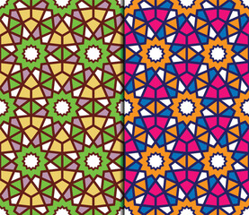 Traditional Arabesque Tile Design with Floral and Star Motifs Islamic seamless geometric pattern for textiles event invitations Ramadan and Eid cards banners wallpapers packaging and architect tiling