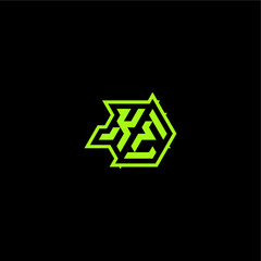 esport gaming initial logo design concept letter cool and dynamic monogram KE