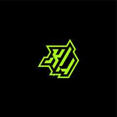 esport gaming initial logo design concept letter cool and dynamic monogram KU