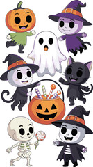 Fototapeta premium set of Halloween characters illustration premium quality