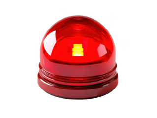 Red emergency light isolated on transparent background
