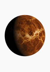 Naklejka premium Orange Planet View with White Veins Isolated on White