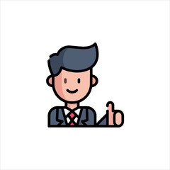 set of funny cartoon manager