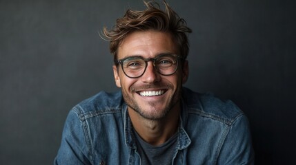 Obraz premium Happy man with glasses