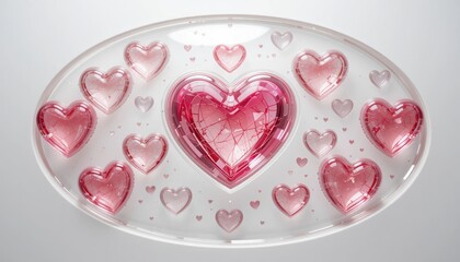 Celebrating love with shimmering heart designs studio showcase digital artwork modern aesthetic close-up view emotional resonance