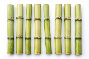 Fresh sugarcane stalks isolated on white background