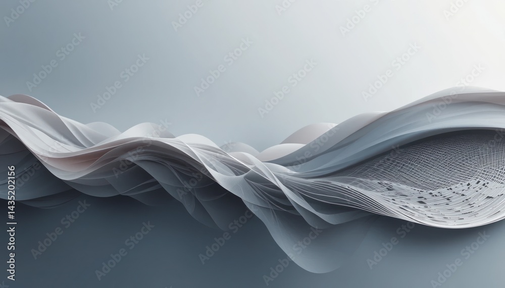 Poster dynamic wave patterns in abstract design digital space visual art minimalist aesthetic close-up view