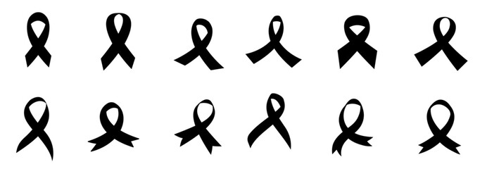 Breast Cancer Ribbons Set. Vector. Editable