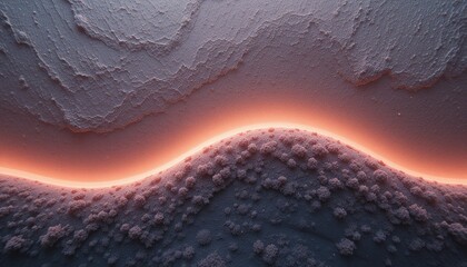 Illuminated abstract wave pattern digital art modern aesthetic minimalist environment top-down view creative concept