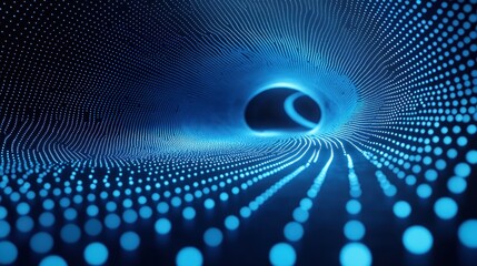 Abstract tunnel of glowing blue dots