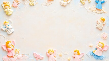 Pastel Angels Frame with Blank Space.