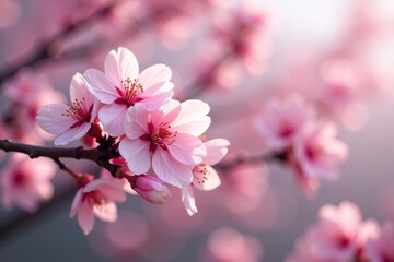 Obraz premium Delicate pink sakura blossoms, full bloom, intricate pattern , serenity, cherry blossom
