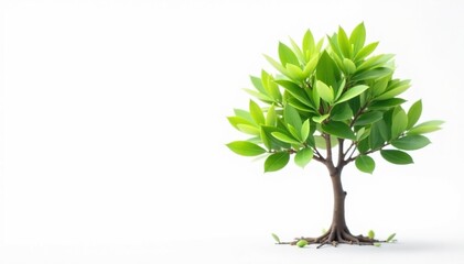 Small tree isolated on white Focus on delicate leaves and thin stem , sapling, forest, image