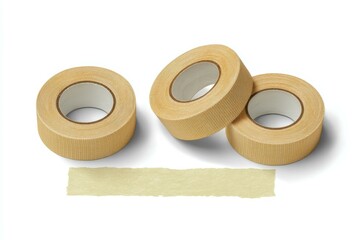 Beige Adhesive Tape Rolls and a Piece