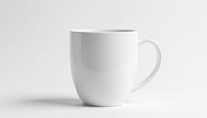Obraz premium Large ceramic mug, pristine white, stark white backdrop, simple, vessel, kitchen