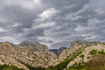 Cloudy sky over Paklenica National Park in spring