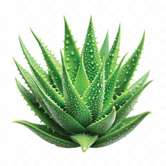 realistic clump of green aloe vera plant isolated on transparent background