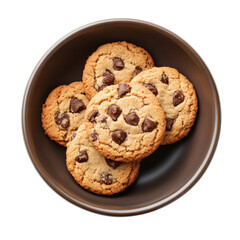 Delicious chocolate chip cookies on a ceramic plate perfect for any dessert lover, cookie in ceramic plate beautiful shapeisolated on Transparent background