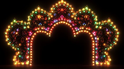 Illuminated Archway with Festive Lights.
