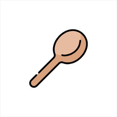 Wooden spoon rests on a clean white surface, ready for cooking or eating, conveying simplicity and a touch of rustic charm in a minimalist style.