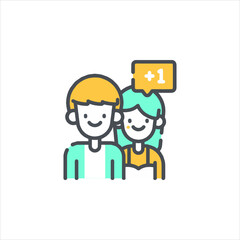 Smiling couple receiving positive feedback online, showcasing social media engagement and community interaction in a modern, digital age.