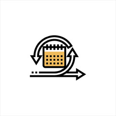 Calendar with circular arrows represents recurring events and scheduling in modern business environment, emphasizing time management and productivity.