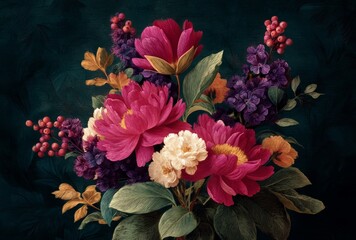 Floral Bouquet Illustration in Vintage Style